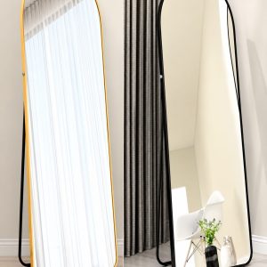 FULL-LENGTH ARCH STANDING MIRROR GOLD AND BLACK